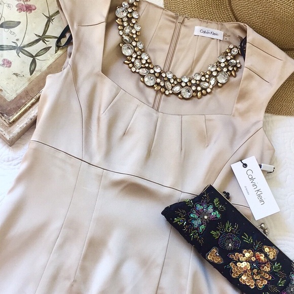 Calvin Klein Dresses & Skirts - NWT Calvin Klein Gold satin sheath dress